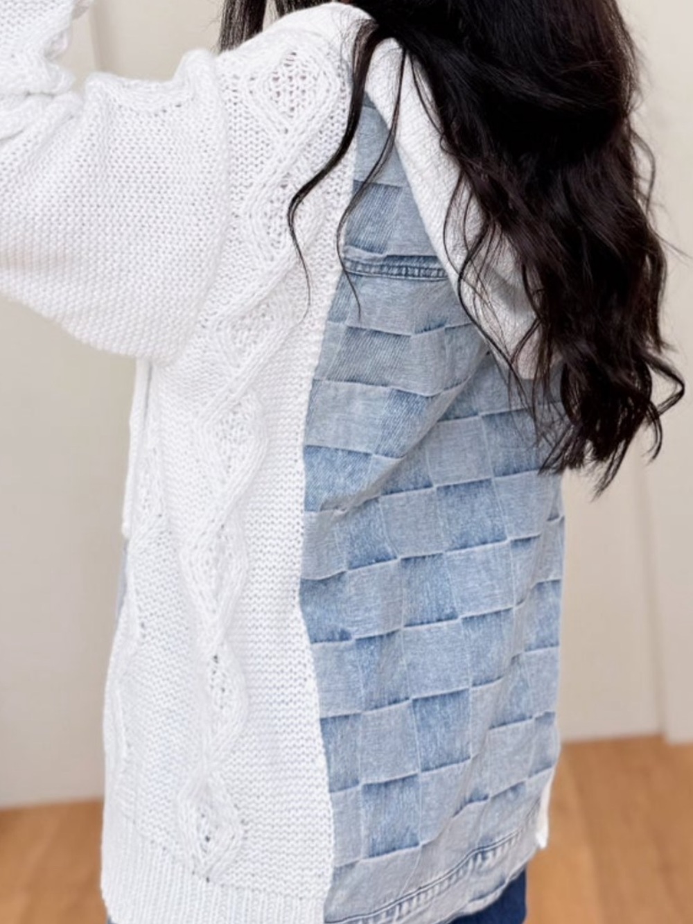 BiBi denim/knit button up jacket - Picture 2 of 3